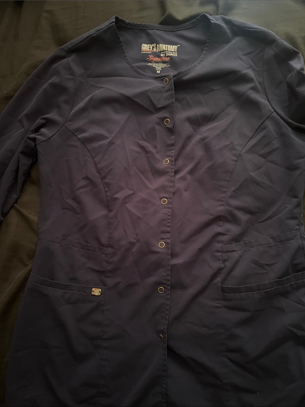 Grey's Anatomy Navy Button-Front Scrub Jacket Size M